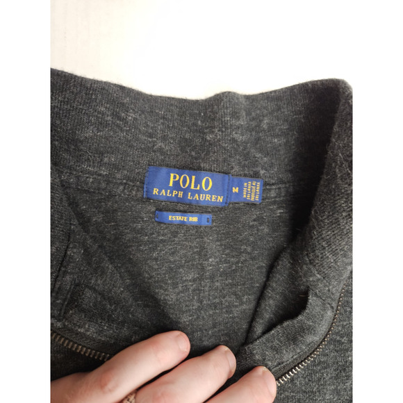 Polo Ralph Lauren Estate Rib 1/4 Zip Men's Size Medium Dark Gray Pullover - Picture 5 of 6